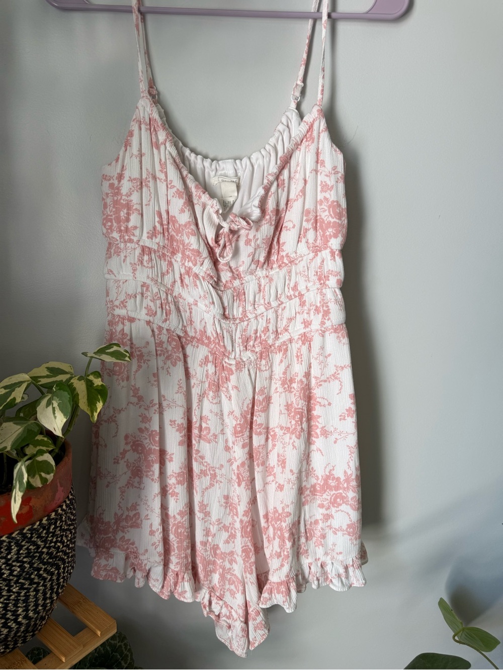 Full Tilt White Romper with Pink Floral Print